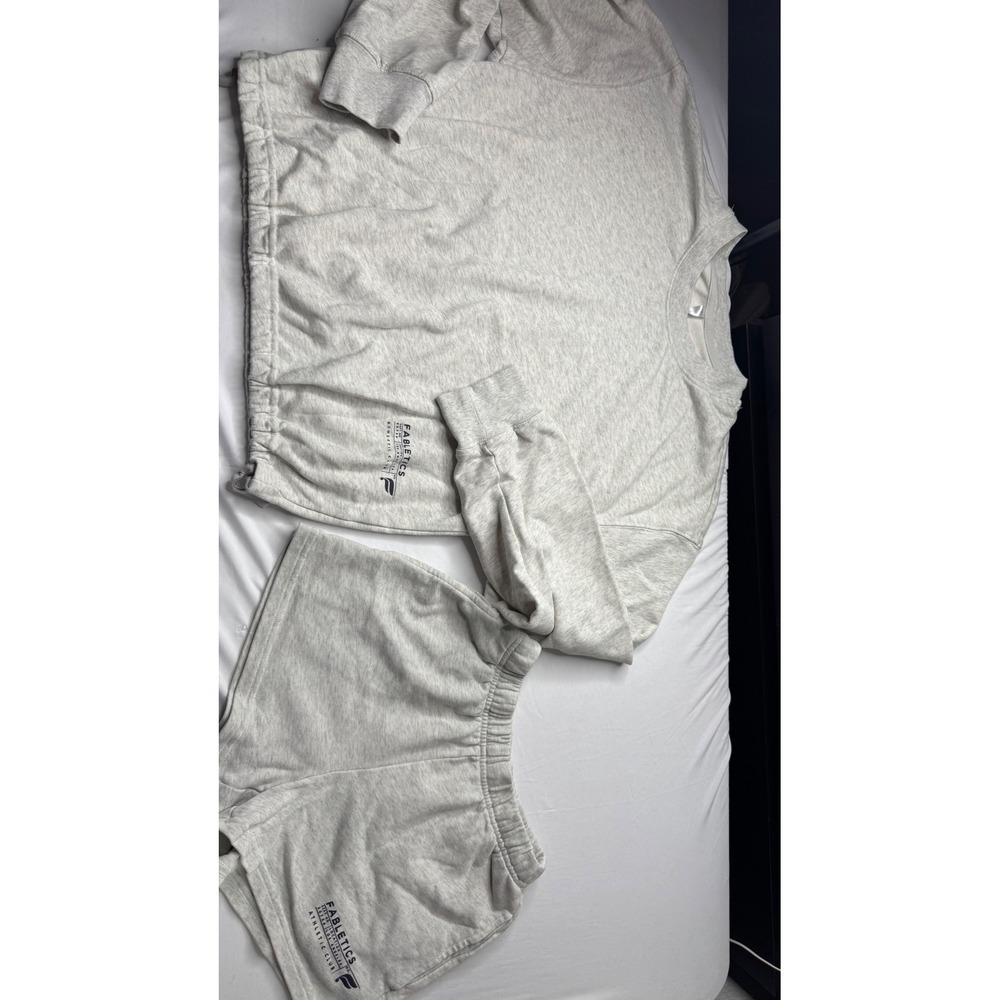 Fabletics Athletic Club Grey Sweatshirt and Shorts Lounge Set M XXS